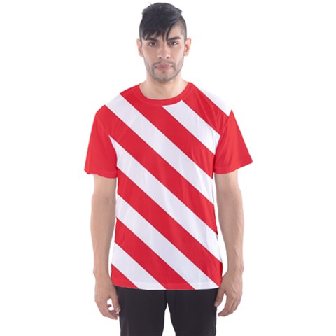 Candy Cane Red White Line Stripes Pattern Peppermint Christmas Delicious Design Men s Sports Mesh Tee by genx