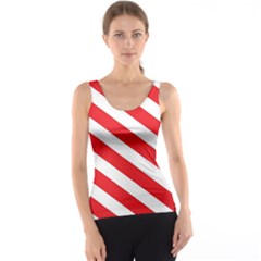 Candy Cane Red White Line Stripes Pattern Peppermint Christmas Delicious Design Tank Top by genx