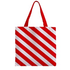 Candy Cane Red White Line Stripes Pattern Peppermint Christmas Delicious Design Zipper Grocery Tote Bag by genx