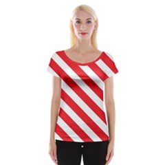 Candy Cane Red White Line Stripes Pattern Peppermint Christmas Delicious Design Cap Sleeve Top by genx