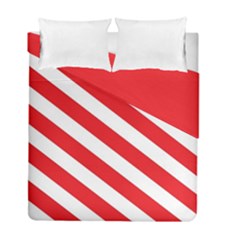 Candy Cane Red White Line Stripes Pattern Peppermint Christmas Delicious Design Duvet Cover Double Side (full/ Double Size) by genx