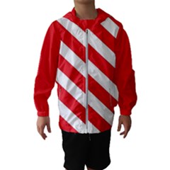 Candy Cane Red White Line Stripes Pattern Peppermint Christmas Delicious Design Kids  Hooded Windbreaker