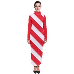 Candy Cane Red White Line Stripes Pattern Peppermint Christmas Delicious Design Turtleneck Maxi Dress by genx