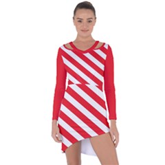 Candy Cane Red White Line Stripes Pattern Peppermint Christmas Delicious Design Asymmetric Cut-out Shift Dress by genx