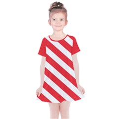 Candy Cane Red White Line Stripes Pattern Peppermint Christmas Delicious Design Kids  Simple Cotton Dress by genx