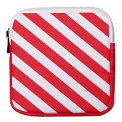 Candy Cane Red White Line Stripes Pattern Peppermint Christmas Delicious Design Mini Square Pouch