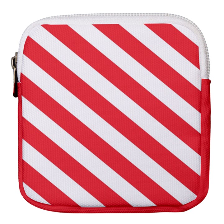 Candy Cane Red White Line stripes pattern peppermint Christmas delicious design Mini Square Pouch