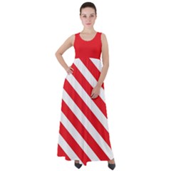 Candy Cane Red White Line Stripes Pattern Peppermint Christmas Delicious Design Empire Waist Velour Maxi Dress by genx