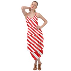 Candy Cane Red White Line Stripes Pattern Peppermint Christmas Delicious Design Layered Bottom Dress by genx