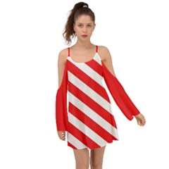 Candy Cane Red White Line Stripes Pattern Peppermint Christmas Delicious Design Kimono Sleeves Boho Dress by genx