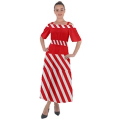 Candy Cane Red White Line Stripes Pattern Peppermint Christmas Delicious Design Shoulder Straps Boho Maxi Dress  by genx