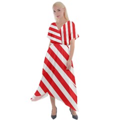 Candy Cane Red White Line Stripes Pattern Peppermint Christmas Delicious Design Cross Front Sharkbite Hem Maxi Dress by genx