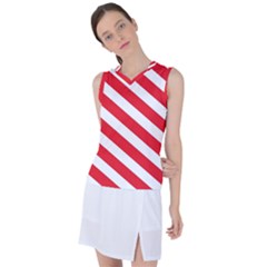 Candy Cane Red White Line Stripes Pattern Peppermint Christmas Delicious Design Women s Sleeveless Mesh Sports Top by genx