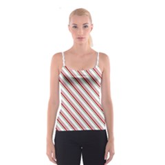 White Candy Cane Pattern With Red And Thin Green Festive Christmas Stripes Spaghetti Strap Top by genx