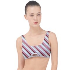 White Candy Cane Pattern With Red And Thin Green Festive Christmas Stripes The Little Details Bikini Top by genx