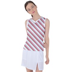 White Candy Cane Pattern With Red And Thin Green Festive Christmas Stripes Women s Sleeveless Mesh Sports Top by genx