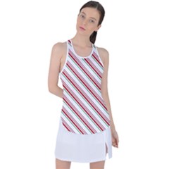 White Candy Cane Pattern With Red And Thin Green Festive Christmas Stripes Racer Back Mesh Tank Top by genx