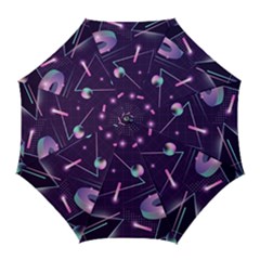 Retrowave Aesthetic Vaporwave Retro Memphis Pattern 80s Design Geometrical Shapes Futurist Pink Blue 3d Golf Umbrellas by genx
