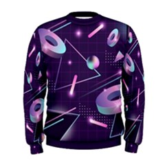 Retrowave Aesthetic Vaporwave Retro Memphis Pattern 80s Design Geometrical Shapes Futurist Pink Blue 3d Men s Sweatshirt by genx