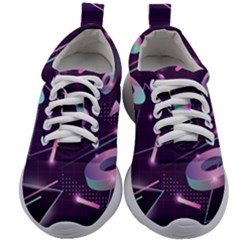 Retrowave Aesthetic Vaporwave Retro Memphis Pattern 80s Design Geometrical Shapes Futurist Pink Blue 3d Kids Athletic Shoes