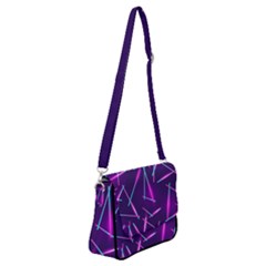 Retrowave Aesthetic Vaporwave Retro Memphis Pattern 80s Design Geometric Shapes Futurist Purple Pink Blue Neon Light Shoulder Bag With Back Zipper by genx