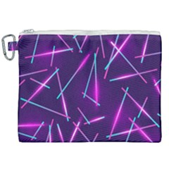Retrowave Aesthetic Vaporwave Retro Memphis Pattern 80s Design Geometric Shapes Futurist Purple Pink Blue Neon Light Canvas Cosmetic Bag (xxl) by genx