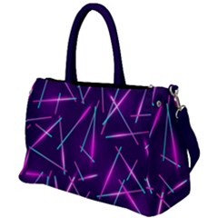 Retrowave Aesthetic Vaporwave Retro Memphis Pattern 80s Design Geometric Shapes Futurist Purple Pink Blue Neon Light Duffel Travel Bag by genx