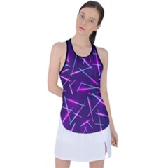 Retrowave Aesthetic Vaporwave Retro Memphis Pattern 80s Design Geometric Shapes Futurist Purple Pink Blue Neon Light Racer Back Mesh Tank Top by genx