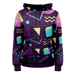 Retrowave Aesthetic Vaporwave Retro Memphis Pattern 80s Design 3d Geometric Shapes Women s Pullover Hoodie by genx