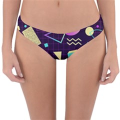 Retrowave Aesthetic Vaporwave Retro Memphis Pattern 80s Design 3d Geometric Shapes Reversible Hipster Bikini Bottoms by genx