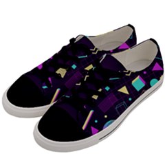 Retrowave Aesthetic Vaporwave Retro Memphis Pattern 80s Design 3d Geometric Shapes Men s Low Top Canvas Sneakers by genx