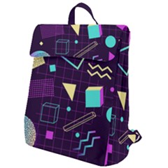 Retrowave Aesthetic Vaporwave Retro Memphis Pattern 80s Design 3d Geometric Shapes Flap Top Backpack by genx