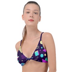 Retrowave Aesthetic Vaporwave Retro Memphis Pattern 80s Design 3d Geometric Shapes Knot Up Bikini Top by genx