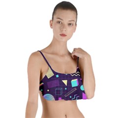 Retrowave Aesthetic Vaporwave Retro Memphis Pattern 80s Design 3d Geometric Shapes Layered Top Bikini Top  by genx