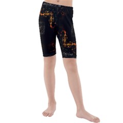 Abstract Animated Ornament Background Fractal Art Kids  Mid Length Swim Shorts