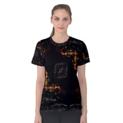 Abstract Animated Ornament Background Fractal Art Women s Cotton Tee