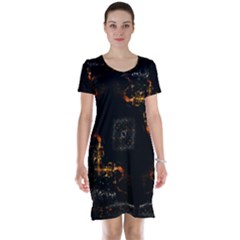 Abstract Animated Ornament Background Fractal Art Short Sleeve Nightdress