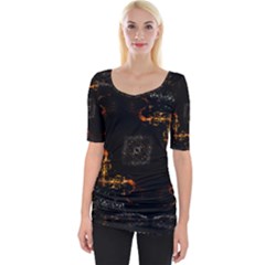 Abstract Animated Ornament Background Fractal Art Wide Neckline Tee