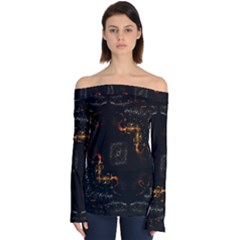 Abstract Animated Ornament Background Fractal Art Off Shoulder Long Sleeve Top