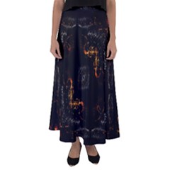 Abstract Animated Ornament Background Fractal Art Flared Maxi Skirt