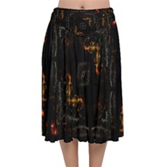 Abstract Animated Ornament Background Fractal Art Velvet Flared Midi Skirt