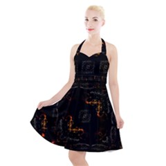 Abstract Animated Ornament Background Fractal Art Halter Party Swing Dress 