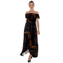 Abstract Animated Ornament Background Fractal Art Off Shoulder Open Front Chiffon Dress