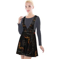 Abstract Animated Ornament Background Fractal Art Plunge Pinafore Velour Dress