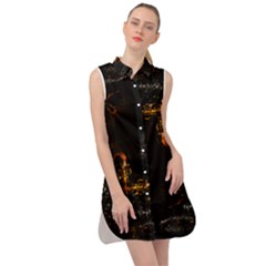 Abstract Animated Ornament Background Fractal Art Sleeveless Shirt Dress