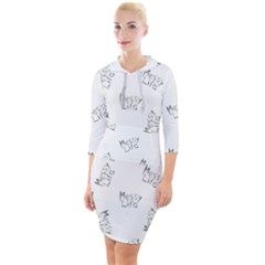 Messy Life Phrase Motif Typographic Pattern Quarter Sleeve Hood Bodycon Dress by dflcprintsclothing