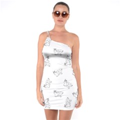 Messy Life Phrase Motif Typographic Pattern One Soulder Bodycon Dress by dflcprintsclothing