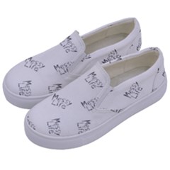 Messy Life Phrase Motif Typographic Pattern Kids  Canvas Slip Ons by dflcprintsclothing