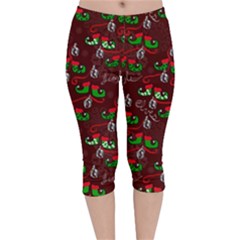 Elves jingle Velvet Capri Leggings 