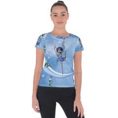Little Fairy Dancing On The Moon Short Sleeve Sports Top  by FantasyWorld7